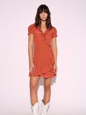Realisation Par The Valentina Dress in Rust Spot Size Small